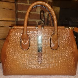 Jack & Chris Leather Satchel Bag Detachable Crossbody Strap